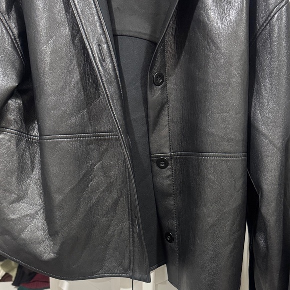 Aritiza Babaton Black Leather Button-Front Jacket - Picture 4 of 5